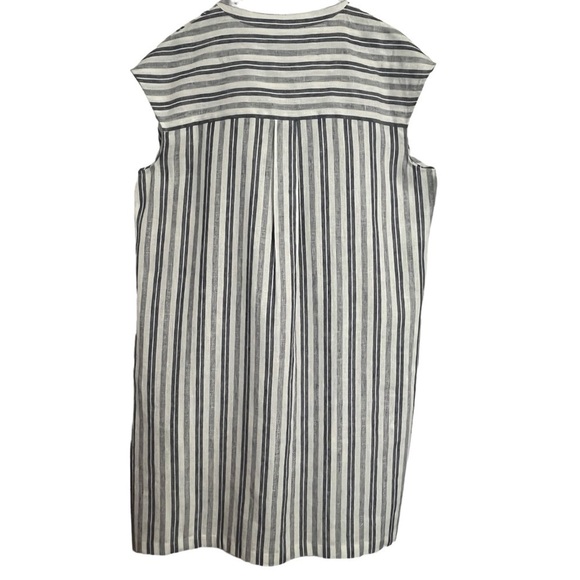 Jones New York Navy & Off-White Striped Linen-blend Shift Dress w/Pockets Sz. 16 - Picture 2 of 9